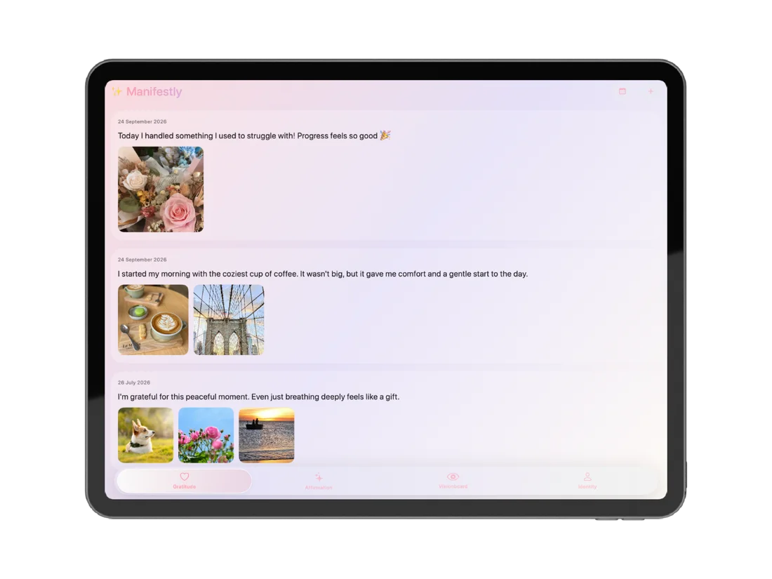 Gratitude Journal in Manifestly on iPad