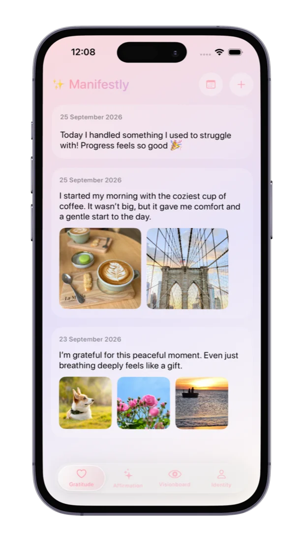 Gratitude Journal in Manifestly on iPhone