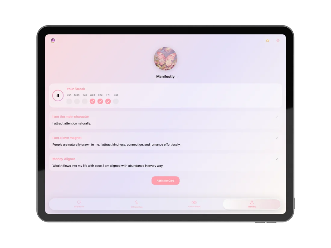 Identity Cards in Manifestly on iPad