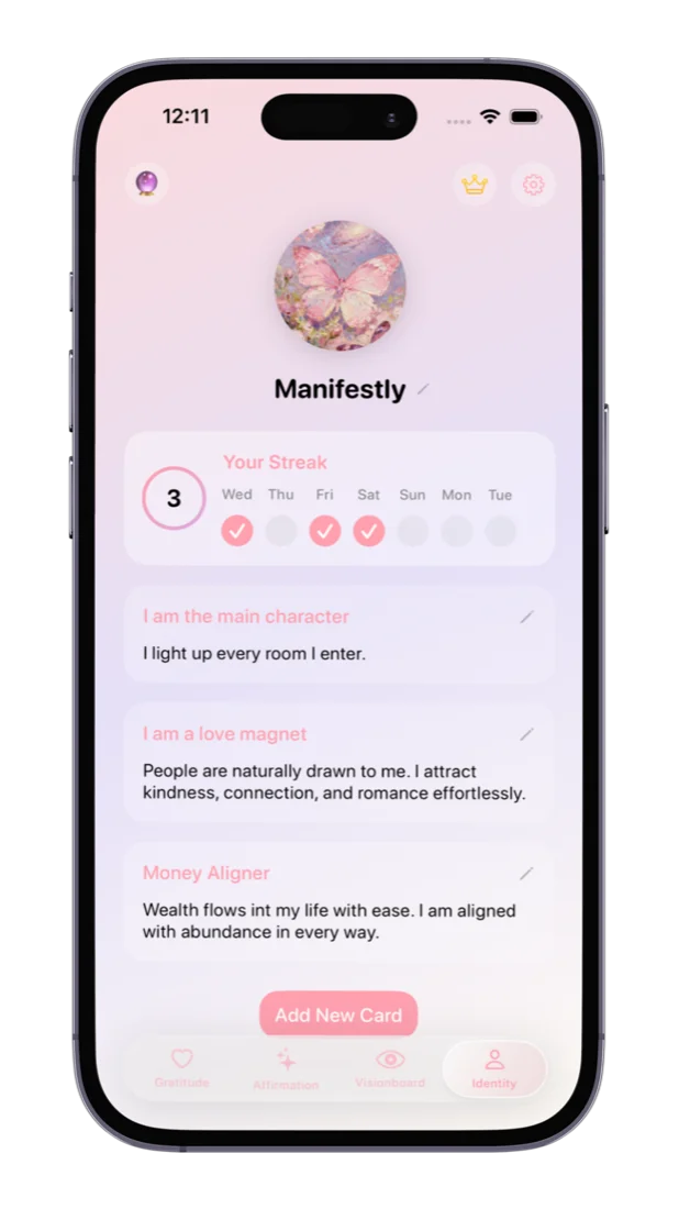Identity Cards in Manifestly on iPhone