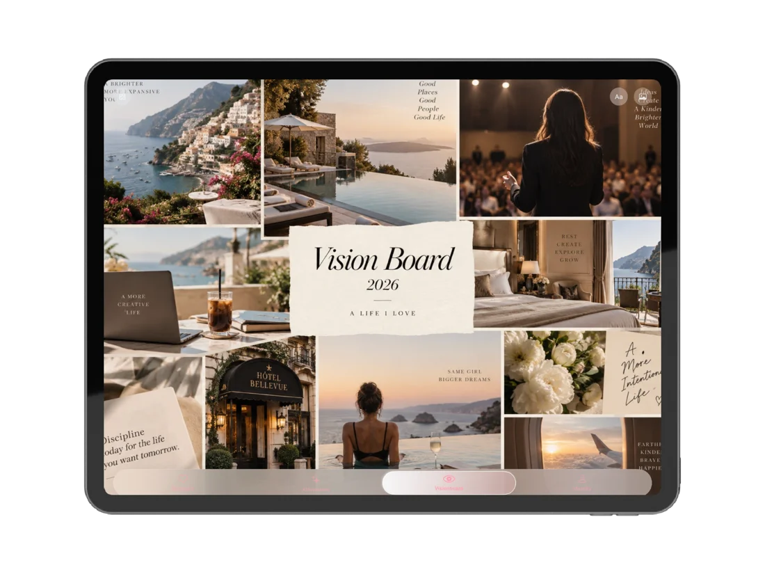 A vision board displayed in Manifestly on iPad
