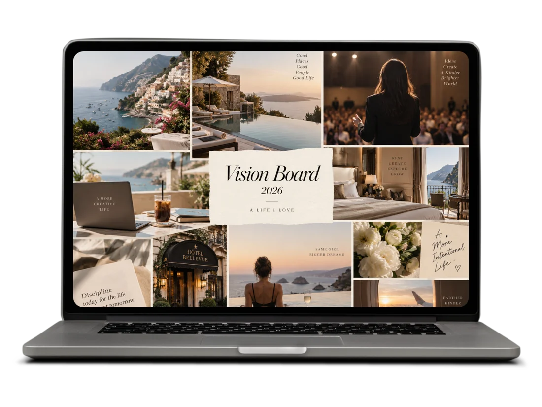 A vision board displayed full screen in Manifestly on a Mac